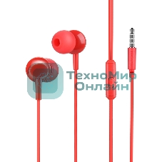 Проводные наушники Hoco M14 красный, внутриканальные, Jack 3.5 мм