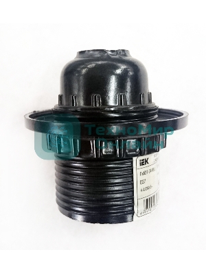 Патрон электрич. E27 Пкб27-04-К11 с кольцом карболит. черный (с этикет.) IEK EPK11-04-01-K01