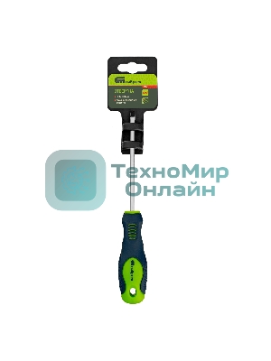 Отвертка, SL4,0 х 100 мм, CrV, двухкомпонентная рукоятка Сибртех