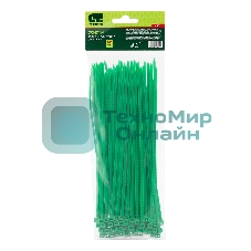 Хомуты Сибртех 200 х 3,6 мм, пластиковые, зеленые, 100 шт.