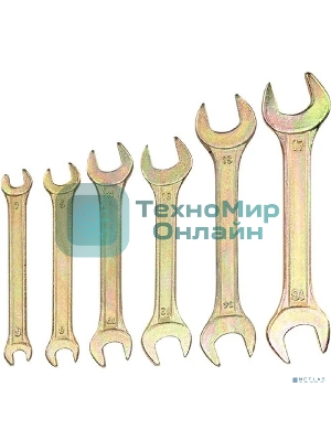 Набор ключей рожковых Rexant (6х7-16х17 мм), 6 шт., желтый цинк