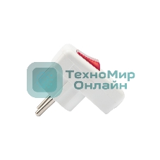 Вилка Евро Rexant угловая с з/к 16А белая с кнопкой
