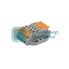 Клемма соединительная Rexant многоразовая проходная 4 полюса с монтажной площадкой (0,08-4 мм²), серый (25 шт./уп.)