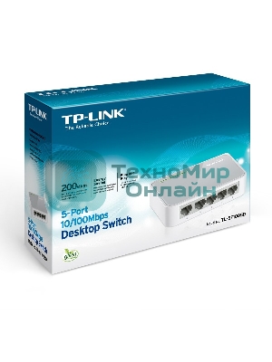 Коммутатор TP-Link SOHO TL-SF1005D Коммутатор 5-port 10/100M mini Desktop Switch, 5 10/100M RJ45 ports, Plastic case