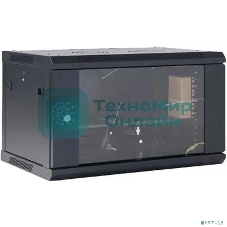 Шкаф коммутационный Rexant настенный 6U 600x600 мм пер. дв. стекл черный