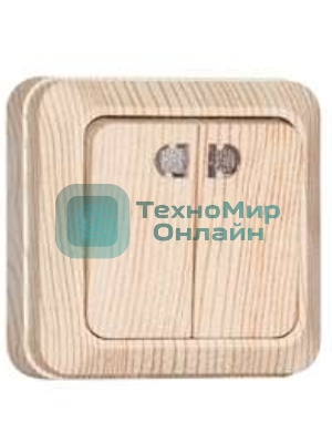 Выключатель 2-кл. ОП Олимп 10А с индик. сосна UNIVersal 5560841