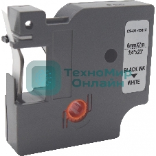 Картридж ленточный Cactus CS-D1-43613 6мм, черный шрифт, белый фон, 7м для DYMO LM 160, 210D, 280, PnP, 420P, 500 TS; Rhino Pro 6000, 5200, 4200