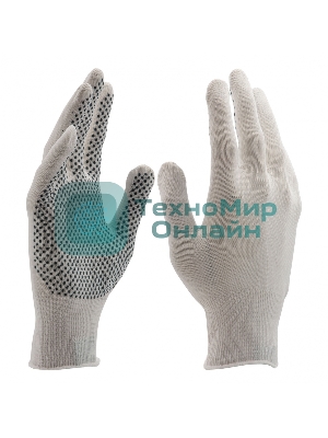 Перчатки из синтетической нити, ПВХ точка, 13 класс, белые, L Россия