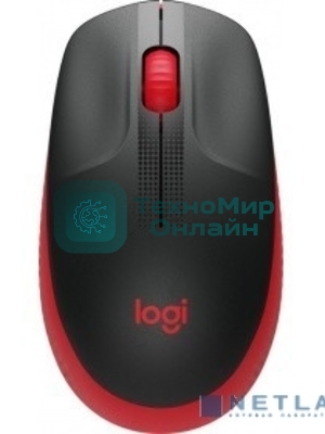 Мышь беспроводная Logitech M190 черный/красный, 1000 dpi, радиоканал, USB, кнопки - 3