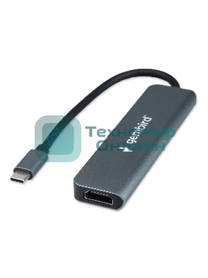 Концентратор USB Type-C Gembird UHB-D9 6в1: USB3.1, PD100W, SD/TF, USB2.0, HDMI, кабель 16см, алюминий