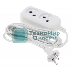 Сетевой удлинитель Buro BU-PSL2.3/W 3 м (2 розетки) белый (пакет ПЭ)