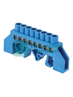 Шина нулевая N 8х12 8 отвер. латунь син. нейлоновый корпус комбинированный PROxima EKF sn0-125-8-dn