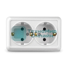 Розетка 2-м ОП Олимп 16А с заземл. белый UNIVersal О0128