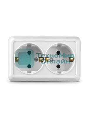 Розетка 2-м ОП Олимп 16А с заземл. белый UNIVersal О0128