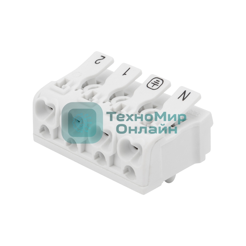 Клемма пружинная соединительная Rexant КСП 4-полюсная с монтажными ножками (50 шт./уп.)