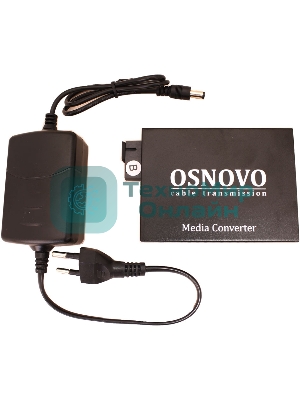 Медиаконвертер OSNOVO Гигабитный медиаконвертер, по одному волокну SM до 20 км, по MM - до 500м, tx1550/rx1310нм