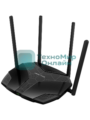 Двухдиапазонный роутер MERCUSYS MR80X AX3000 Wi-Fi 6, до 574 Мбит/с на 2,4 ГГц + до 2402 Мбит/с на 5 ГГц,4 фиксированные внешние антенны, 3 гигабитных порта LAN, 1 гигабитный порт WAN