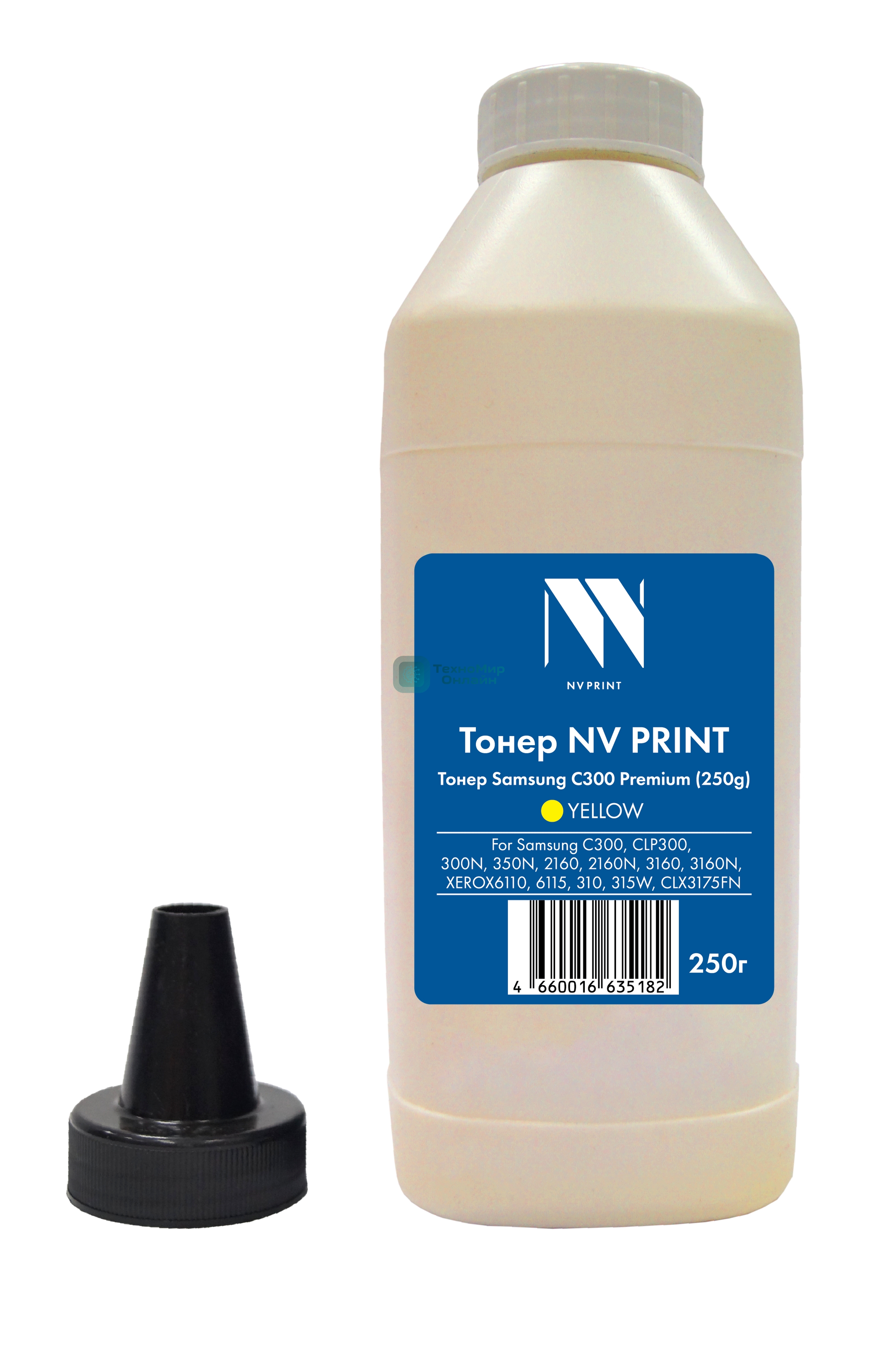 Тонер NVPrint для Samsung C300/CLP300/300N/350N/2160/2160N/3160/3160N/Xerox6110/6115/310/315W/CLX3175FN Premium (250 г) Yellow