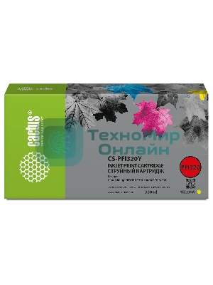 Картридж струйный Cactus CS-PFI320Y желтый (300мл) для Canon imagePROGRAF TM-200/TM-200 MFP L24ei/TM-205/TM-300