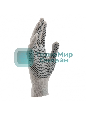 Перчатки из синтетической нити, ПВХ точка, 13 класс, белые, L Россия