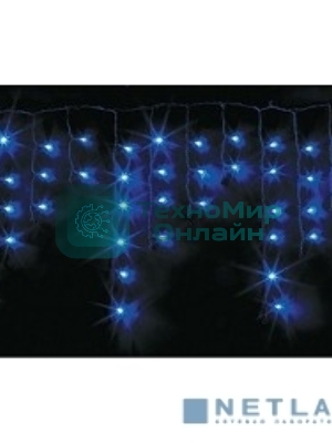 Гирлянда Neon-night Айсикл (бахрома) светодиодный, 2,4х0,6м, эффект мерцания, белый провод, 230 В, диоды синие, 88 LED