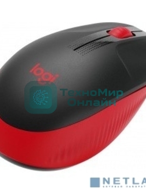 Мышь беспроводная Logitech M190 черный/красный, 1000 dpi, радиоканал, USB, кнопки - 3