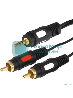 Шнур Rexant Стерео 3,5 м м - 2 RCA длина 3 мeтра (GOLD)