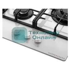 Варочная панель Kuppersberg FG 46 W газ, High-Tech, 45 см, автоматический электроподжиг, газ-контроль, форсунки под сжиженый газ, SABAF конфорки, чугунные решетки, цвет белый, цвет фурнитуры белый