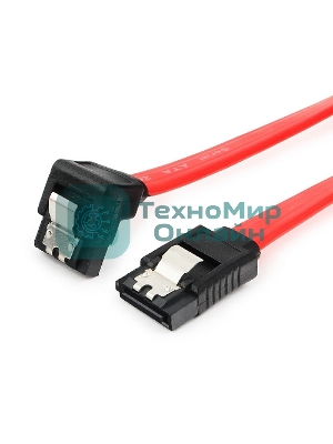 Кабель интерфейсный SATA Cablexpert CC-SATAM-DATA90-0.3M, 30 см, угловой разъем, 7pin/7pin, защелка, пакет