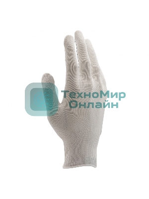 Перчатки из синтетической нити, ПВХ точка, 13 класс, белые, L Россия