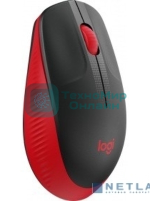 Мышь беспроводная Logitech M190 черный/красный, 1000 dpi, радиоканал, USB, кнопки - 3