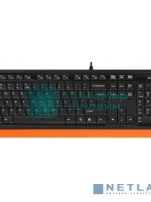 Комплект клавиатура+мышь A4Tech FStyler F1010 проводной, USB, 1600 DPI, чёрный/оранжевый