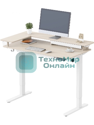 Стол для компьютера Cactus CS-EDL-DWT столешница ДСП светлый дуб каркас белый 120x71x60см