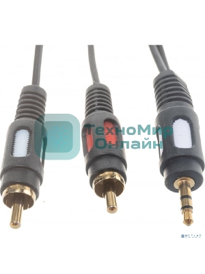 Шнур Rexant Стерео 3,5 м м - 2 RCA длина 3 мeтра (GOLD)