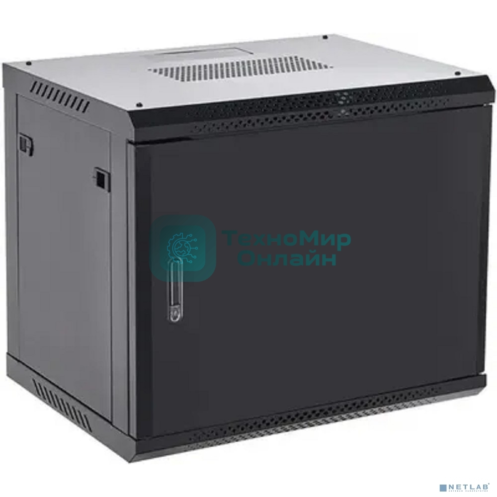 Шкаф коммутационный Rexant настенный 9U 600x600 мм пер. дв. металл черный