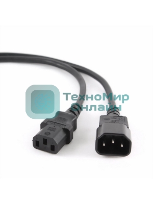 Кабель питания сист.блок-монитор Cablexpert PC-189-10, 3.0м, C13-C14, 6А, черный, с заземлением