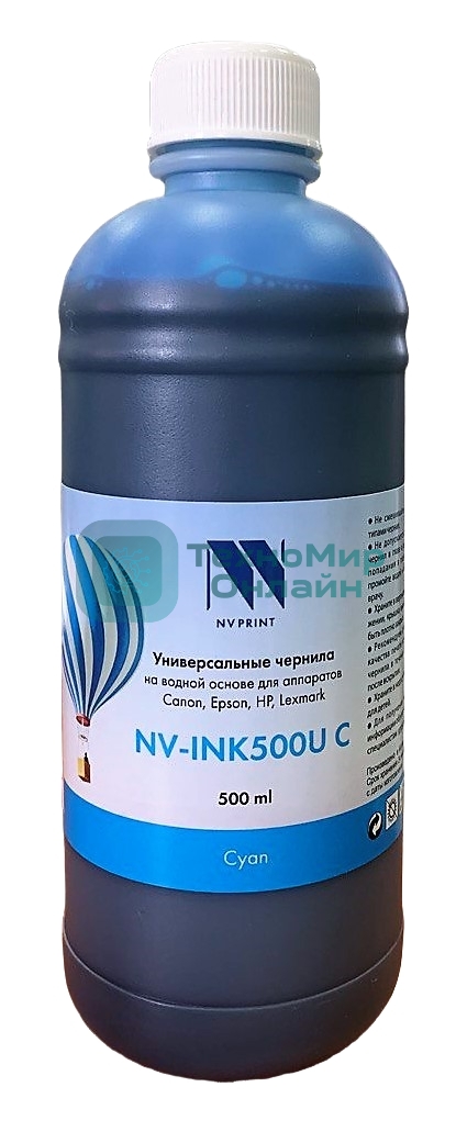 Чернила NVPrint NV-INK500U Cyan универсальные на водной основе для аппаратов Сanon/Epson/НР/Lexmark (500 мл) (Китай)