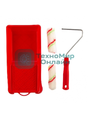 Малярный набор Сибртех для работ с эмалями: кювета 150 мм х 290 мм и мини-валик 110 мм