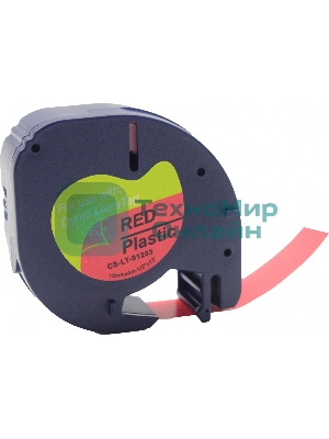 Картридж ленточный Cactus CS-LT-91203 черный шрифт, красный фон (12 мм, 4 м) для Dymo Letra Tag LT-100H