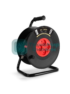 Удлинитель на катушке ExeGate industrial ECS-10-2-50 (4 евророзетки, IP20, 50 м, защита от детей, защита от перегрузки, 2х1,0 мм2, 10А/2.3 кВт)