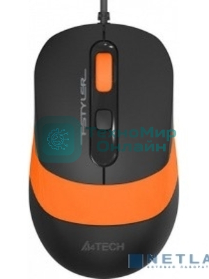 Комплект клавиатура+мышь A4Tech FStyler F1010 проводной, USB, 1600 DPI, чёрный/оранжевый
