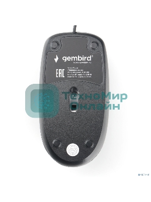 Мышь проводная Gembird MOP-200 черный, 1000 dpi, USB, кнопки - 3