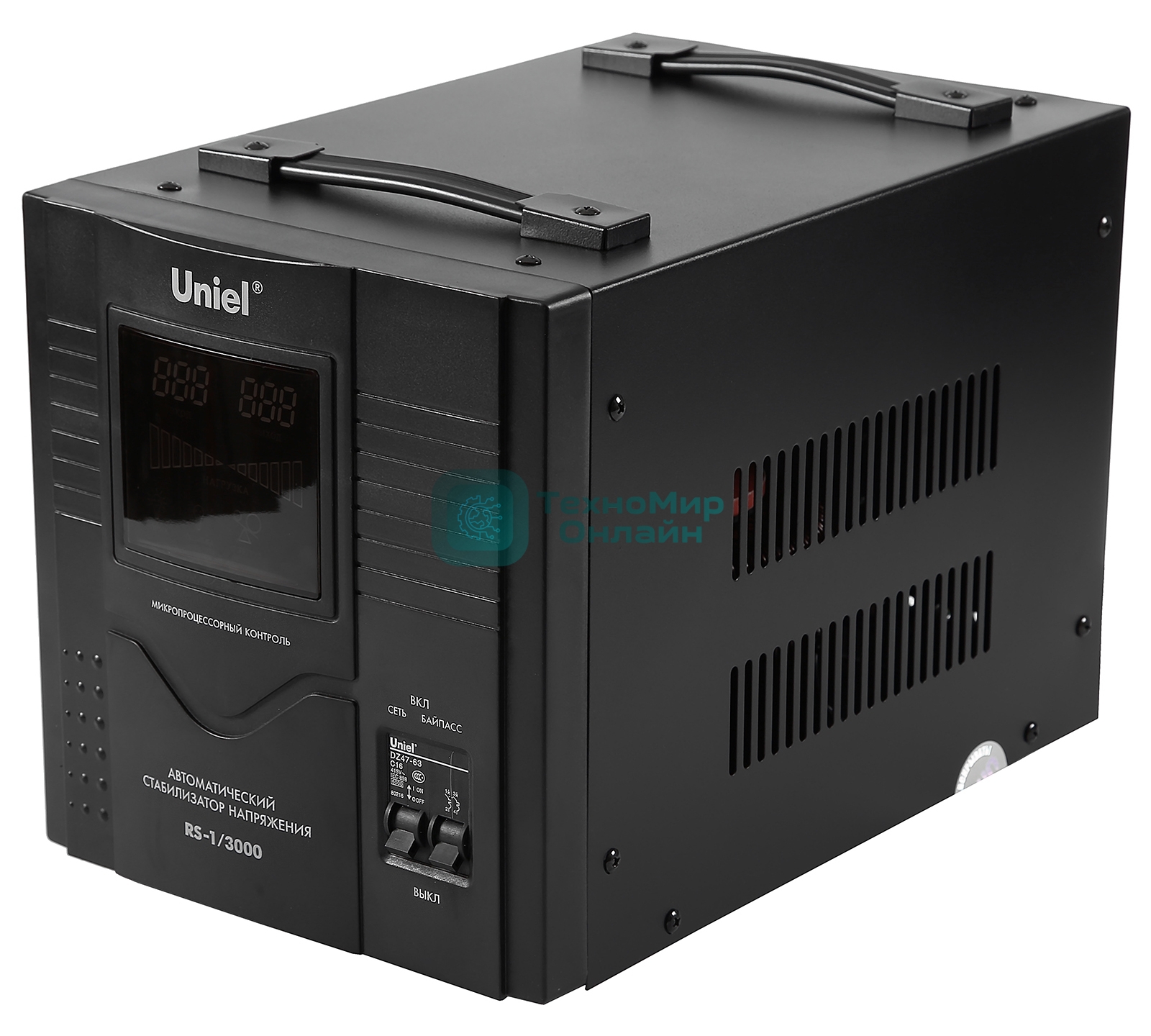 Стабилизатор UNIEL RS-1/3000 однофазный, цифровой 220В, 2400Вт, вх.140-260В