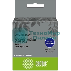 Картридж ленточный Cactus CS-LT-91205 черный шрифт, синий фон (12 мм, 4 м) для Dymo Letra Tag LT-100H