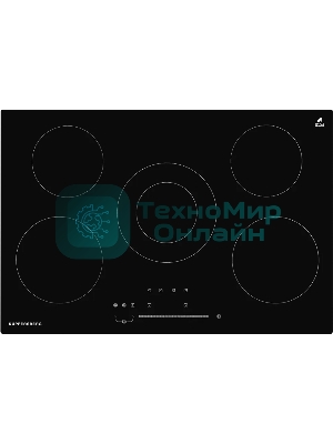 Встраиваемая варочная панель ECS 702 электрическая, 75 см, 5 конфорок, черный цвет