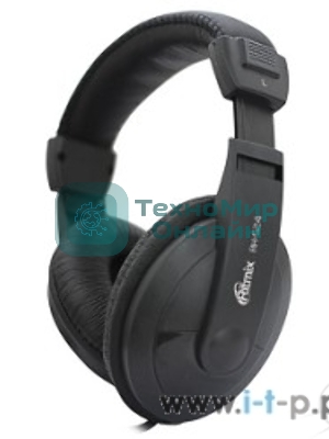 Проводные наушники Ritmix RH-524 черный, накладные, Jack 3.5 мм, складная конструкция