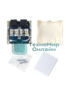 Розетка Cablexpert NA218 RJ-45 кат.6 внешняя 2 порта, 110&Krone