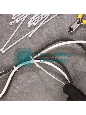 Хомут-стяжка кабельная нейлоновая Rexant 200 x 3,6 мм, белая, упаковка 100 шт.