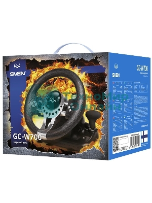 Руль SVEN GC-W700 (педали, вибро, скоба, лепестки, АКПП, D-pad, 12 кл, резин. вставки, PC/Xinput)