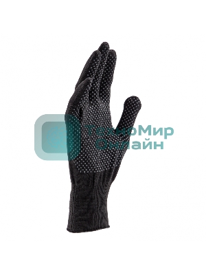 Перчатки из синтетической нити, ПВХ точка, 13 класс, черные, XL Россия